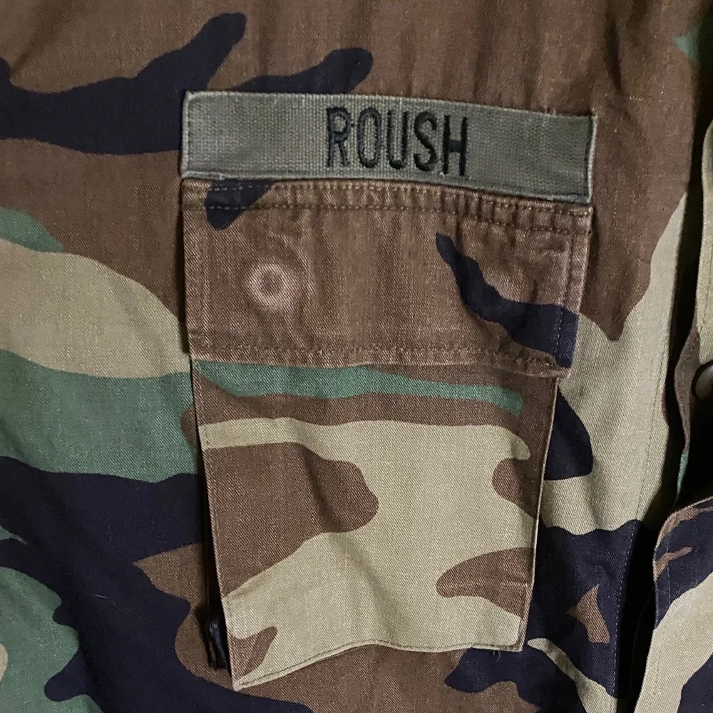 Vintage Woodland Camouflage Military Jacket subdued 1st Cavalry Division Large - Picture 2 of 9